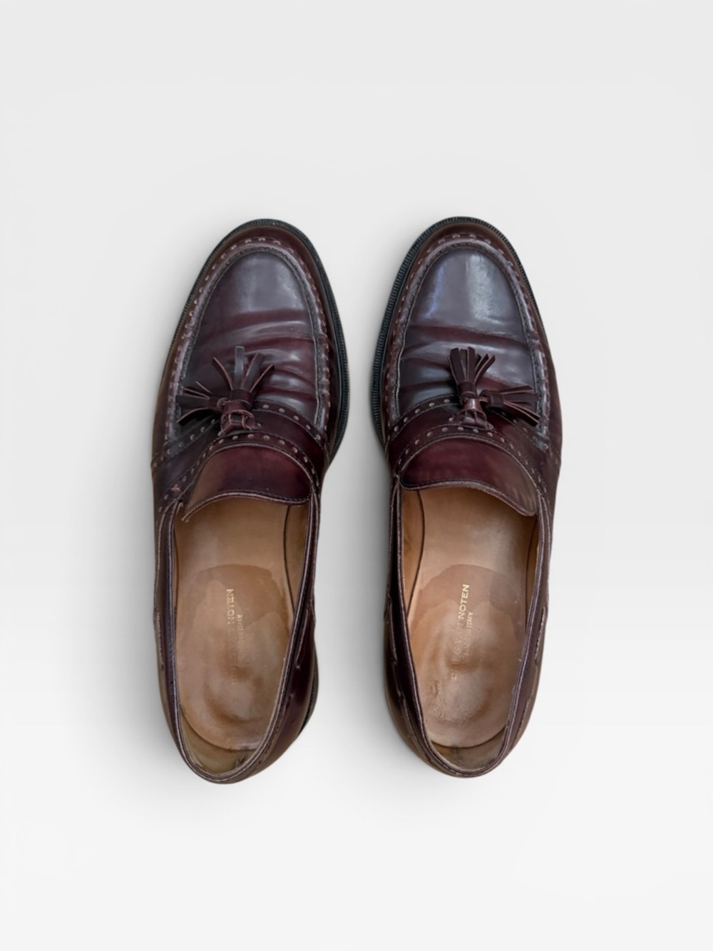 Dries Van Noten Burgundy Tassel Leather Loafers